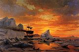 William Bradford Ice Dwellers Watching the Invaders sunset painting